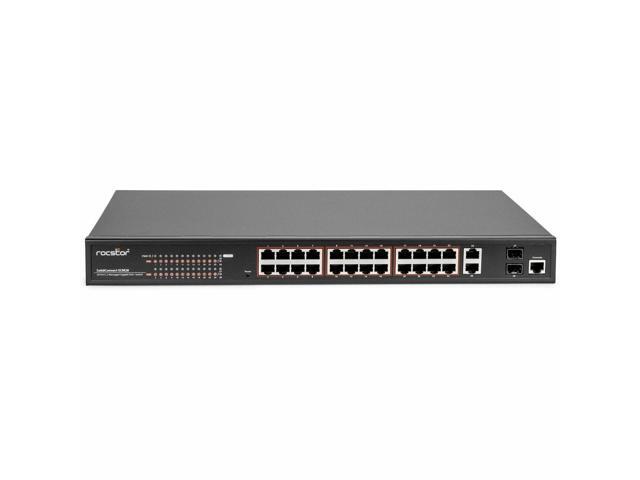 Rocstor SolidConnect SCM28 24-Port PoE+ Gigabit L2 Managed Ethernet Switch - 360W Power Budget - 30W Per Port - 2 Layer Supported -...