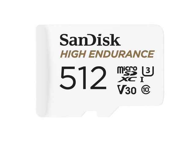 SanDisk 512GB High Endurance Video microSDXC Card with Adapter for Dash Cam and Home Monitoring Systems - C10, U3, V30, 4K UHD, Micro SD Card - 100...