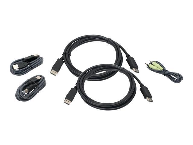IOGEAR G2L9202UTAA3 6ft Dual View DisplayPort, USB KVM Cable Kit with Audio (TAA) - 1 PACK