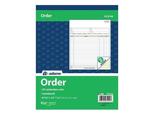 Adams Carbonless Sales Order Book 8' x 10' 2-Part (DC8100) 196139