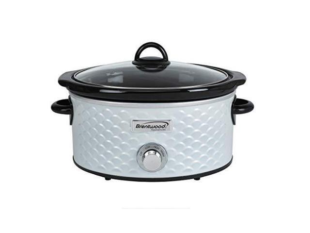Brentwood Appliances 4.5-Quart Scallop Pattern Slow Cooker White BTWSC140W