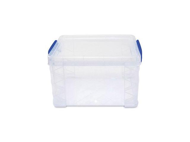 Advantus Super Stacker Lift-Off Lid Storage Tote Transparent/Blue 39230