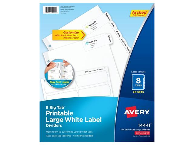 Avery - Big Tab Printable Paper Dividers with Large Labels, 8 Tabs, 20 Sets/Pack - White - image 8
