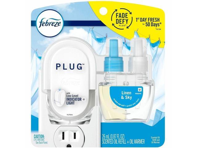 Febreze Plug In Air Freshener And Odor Eliminator, Scented Oil Refill And Oil Warmer, Linen & Sky, 1 Count
