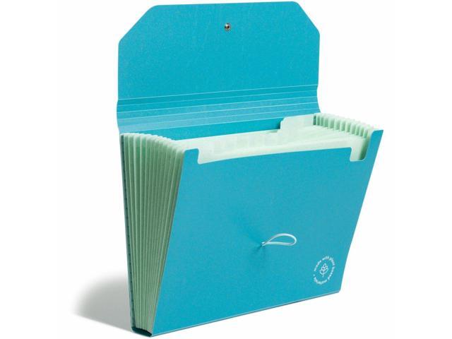 U-Eco 13-Pocket Expandable File 9.75' Expansion 13 Sections; Button/Elastic Closure 1/12-Cut Tabs Letter Size Ocean 6594U0112