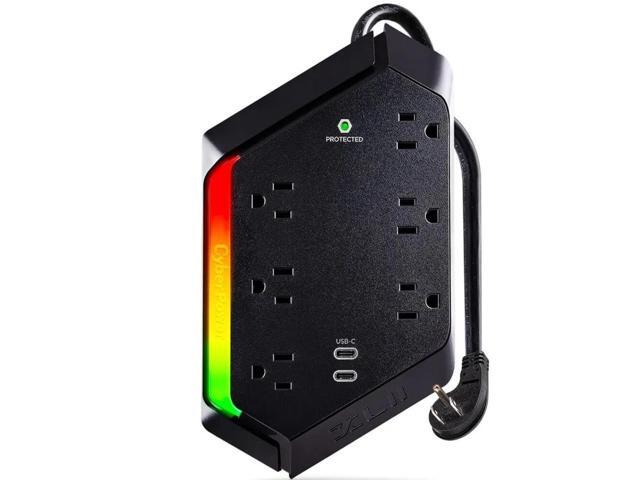 CyberPower - GXS604C2 6 Outlet Surge Protector with RGB Lighting and USB Charging Ports - Black - image 5