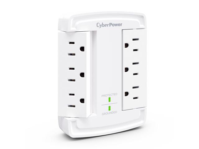 CyberPower CSB6WS 6-Outlet Essential Wall-Tap Surge Protector, White