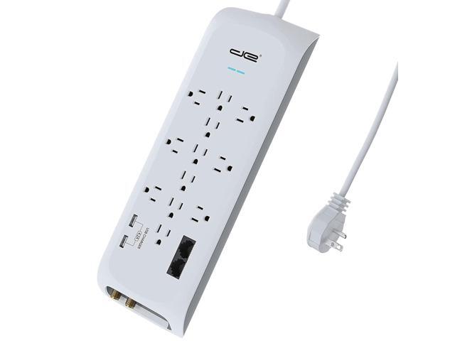 Digital Energy 12 Outlet 4200 Joules Surge Protector Power Strip with 2 USB (4.2A) Ports 6 Foot 14/3 AWG Cord Coax/Phone/Ethernet Protection 6...