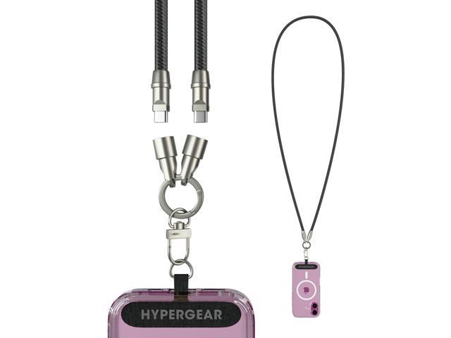 Hypergear 16280 4 Ft. TECHcessories 2-in-1 Universal Crossbody Phone Strap and 60W USB-C Charging Cable - Black
