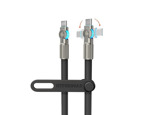 Hypergear 16223 6 Ft. Chunky180 Degrees Rotating 100W USB-C Rugged Fast Charging Cable - Black