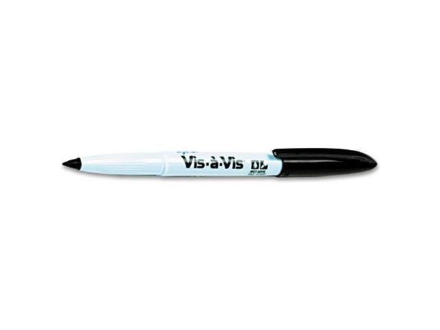Expo Vis-à-Vis Wet Erase Overhead Transparency Marker Fine Marker Point Type - Black Ink - White Barrel - 12 / Dozen