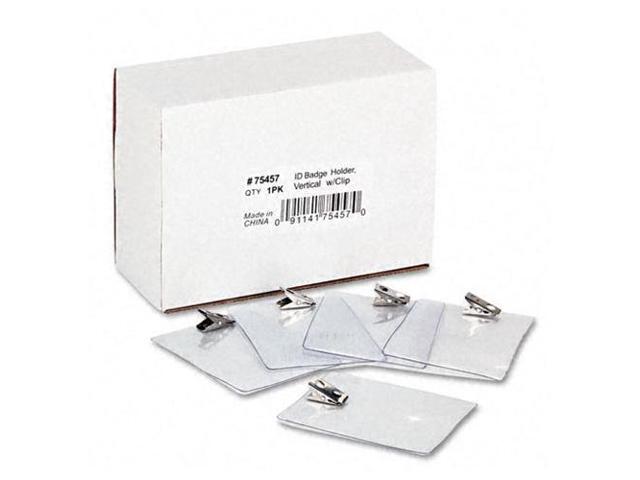 Id Badge Holder W/Clip, Vertical, 3W X 4H, Clear, 50/Pack