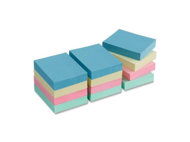 Business Source Adhesive Notes Plain 1-1/2'x2' 100 Sh/PD 12/PK AST Pastel 16500