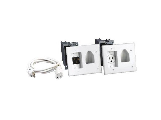 DataComm Electronics 45-0022-WH Recessed Pro-Power Kit with Locking Inlet - White