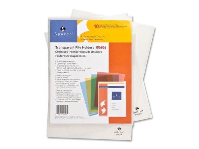 Transparent File Holders Water Resistant 11'x8-1/2' 10/PK CL