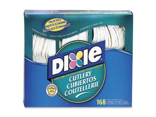 Combo Pack Tray w/ White Plastic Utensils 56 Forks 56 Knives 56 Spoons
