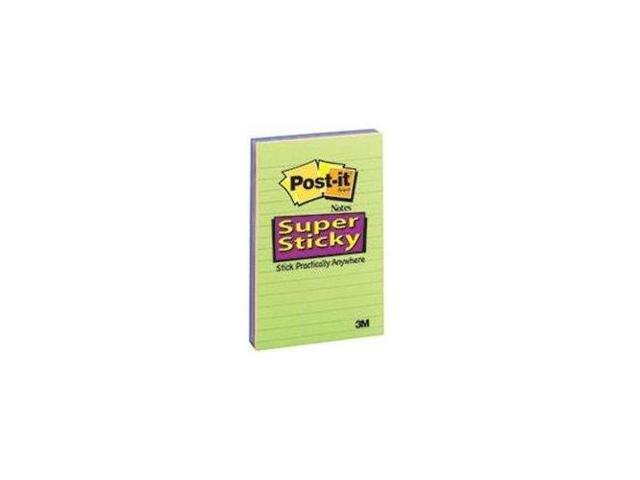 Post-it 4621SSAU Super Sticky Rio de Janeiro Lined Pads, 4' x 6' - Assorted - Paper - Self-adhesive, Repositionable - 4/Pack