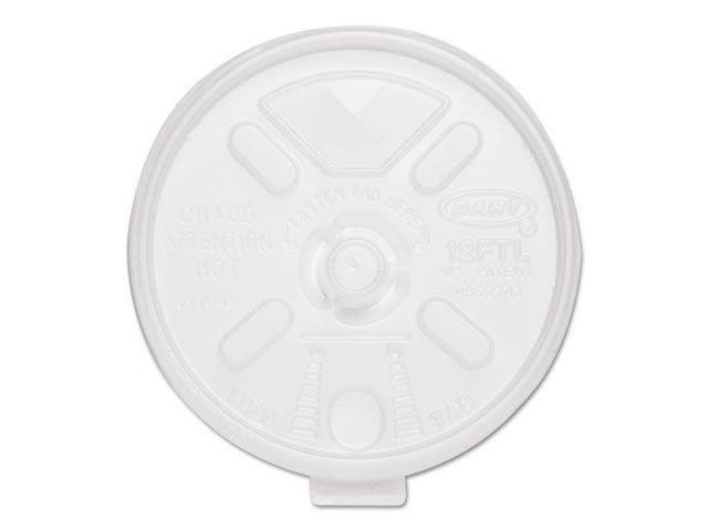Dart 12FTLS Liftn'Lock Lids, 10-14oz Cups, Translucent, 100/Sleeve, 10 Sleeves/Carton, 1 Carton