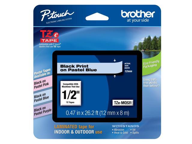 Brother TZEMQ531 Tz Standard Adhesive Laminated Labeling Tape, 1/2 Inch W, Pastel Blue