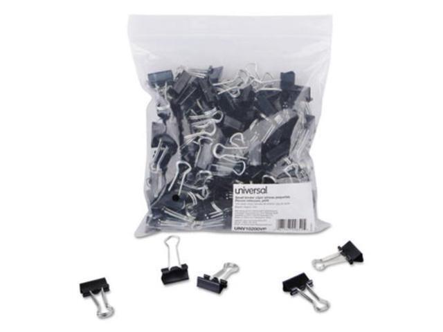 Universal UNV10200 Small Binder Clips, Zip-Seal Bag, 3/8 Inch Capacity, 3/4 Inch Wide, Black, 144/Bag