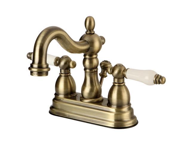 Kingston Brass KB160.PL Heritage Centerset Bathroom Faucet with Brass Pop-Up Dra, Antique Brass