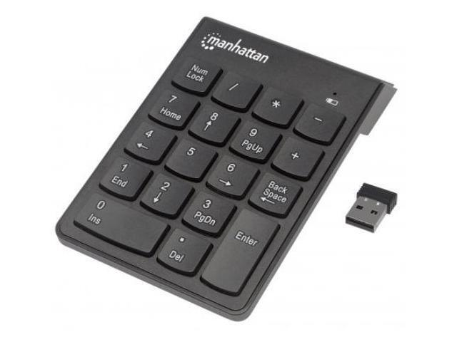Manhattan 178846 Numeric Wireless Usb Keypad, With Usb Micro Recevier, 18 Full-Size Keys, Black.