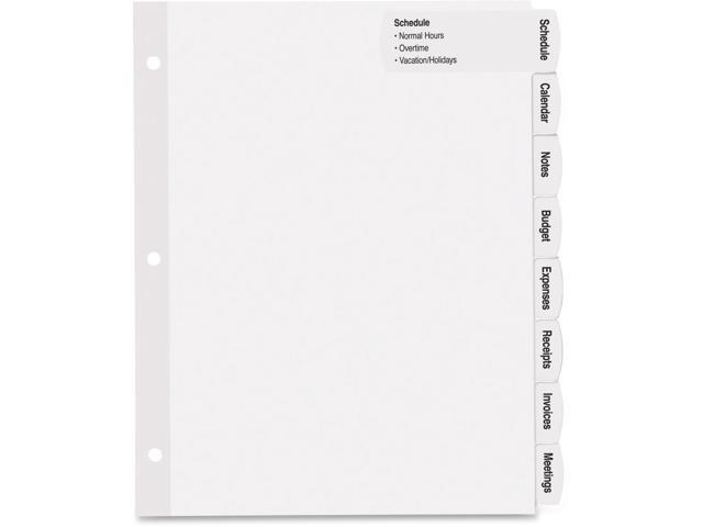 Avery AVE14439 Easy Peel Label Tab Divider, 8 Tab White - Pack of 6