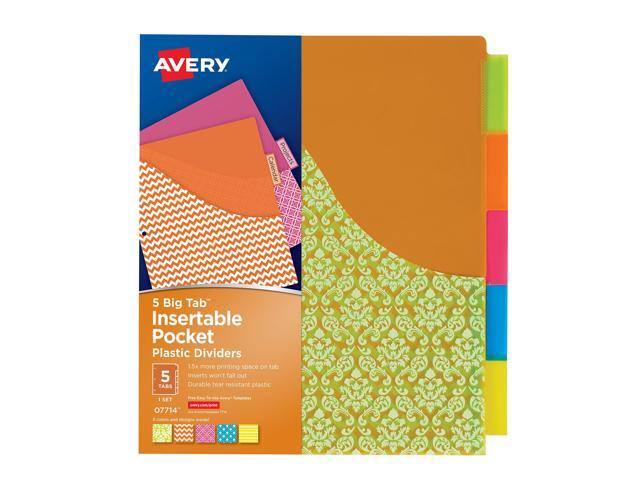 Avery - Big Tab Insertable Plastic Dividers with Pocket, 5 Tabs Pastel - Multicolor - image 2