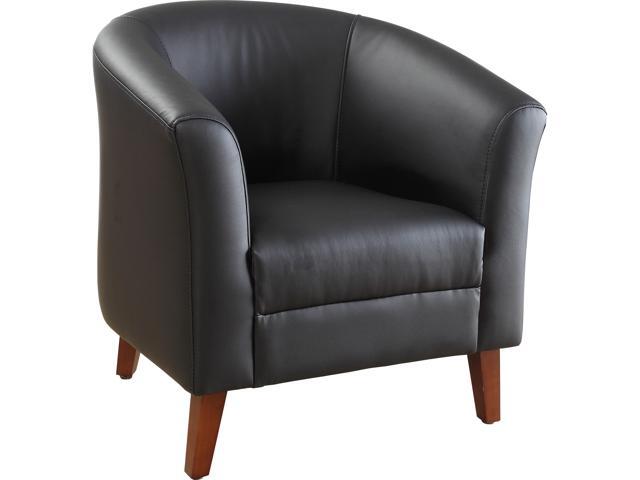 Lorell Chair Barrel Shape Leather 31-1/2'x28-3/4'x30-3/4' Black 82098