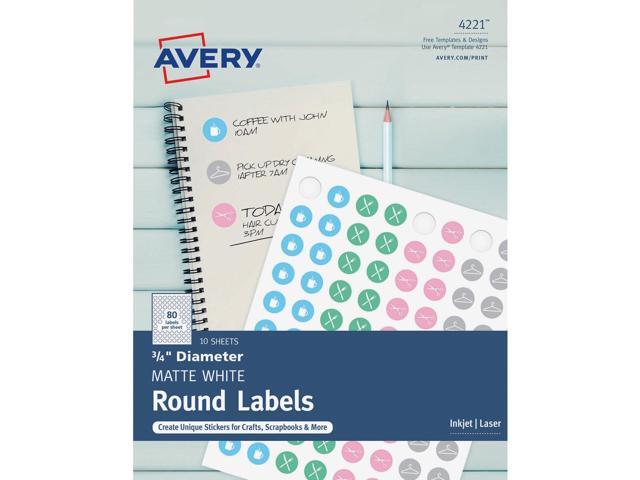Avery Printable Round Labels with Sure Feed, 3/4' Diameter, Matte White, 800 Customizable Labels (4221)