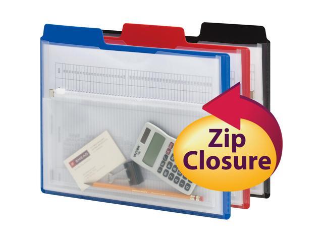 Smead Poly Project Organizer with Zip Pouch Assorted 3/Pack 89614