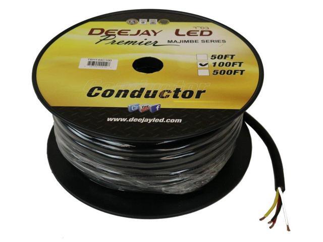 Deejay Led 100 Feet Of Four Conductor 14 Gauge Cable In Black Flexible Casing.