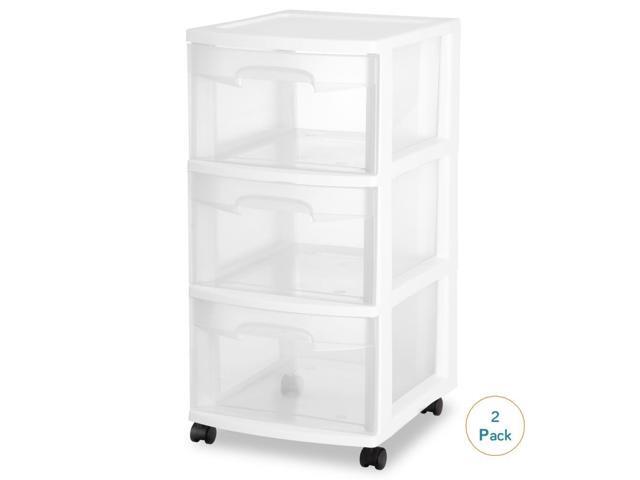 Sterilite 28308002 3-drawer Cart, White 2-pack