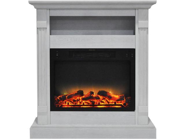 Photos - Electric Fireplace Camfp CAM3437-1WHTLG2 33.9'x10.4'x37' Sienna Fireplace Mantel With Logs An