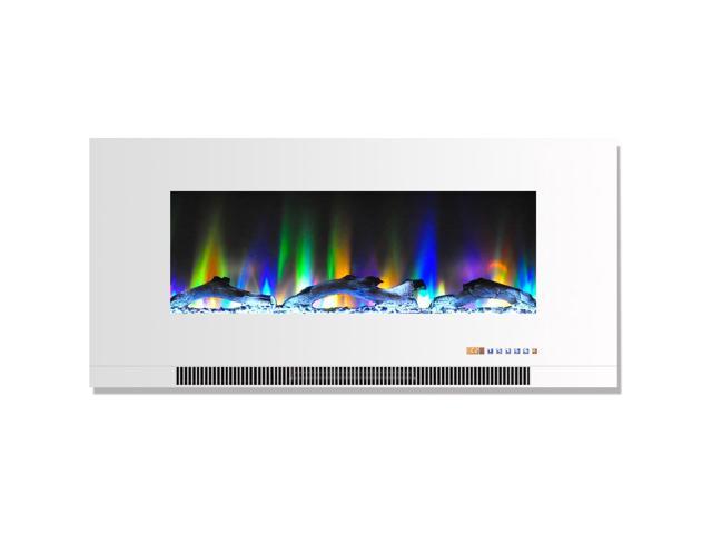 Photos - Electric Fireplace Camfp CAM42WMEF-2WHT 42' Color Changing Wall Mount Fireplace With Logs 819