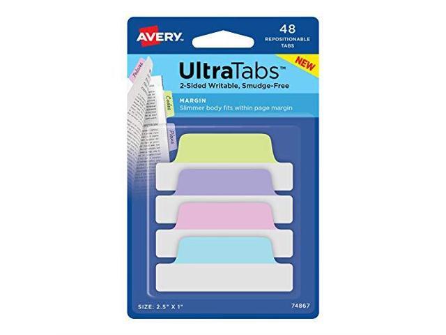 Avery Tabs Repositionable 2-Sided 2-1/2'x1' 48/PK AST Pastel 74867