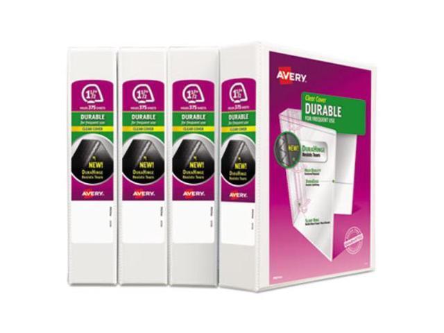 Avery Durable View Binder with DuraHinge and Slant Rings 1 1/2' White 4/Pack 17576