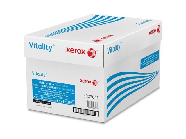XEROX CORP. Vitality Multipurpose 3-Hole Punched Paper 8 1/2 x 11 White 5 000 Sheets/CT 3R02641