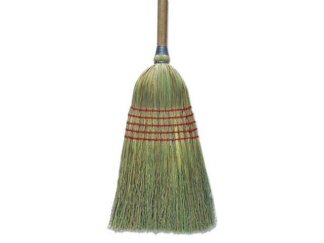 Corn Broom 56' Lacquered Wood Handle Natural 6/Carton