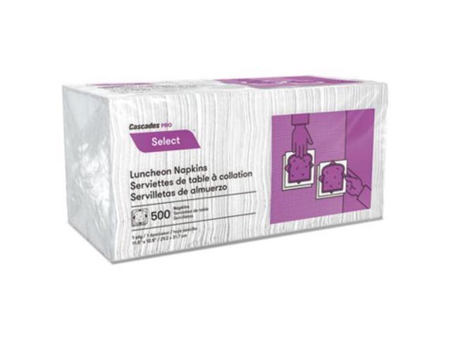 Cascades N020 North River Luncheon Napkins, 1 Ply, 11 1/4 X 12 1/2, White, 500/Pk, 6000/Crtn