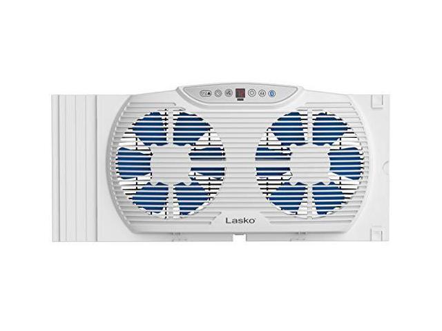 Lasko W09560 Bluetooth Enabled Twin 9-Inch Window Fan with Independent Electrically Reversible Intake & Exhaust Motors with Thermostat and Timer...