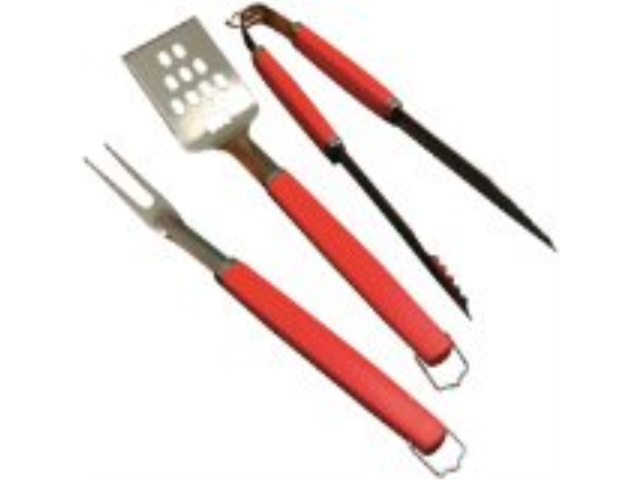 Photos - BBQ Accessory Charcoal Companion Perfect Chef 3-piece Barbecue Tool Set with Red Handle
