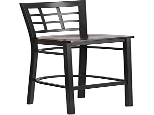 Photos - Chair Flash Furniture HERCULES Series Black Window Back Metal Restaurant Barstool - Walnut Wood 