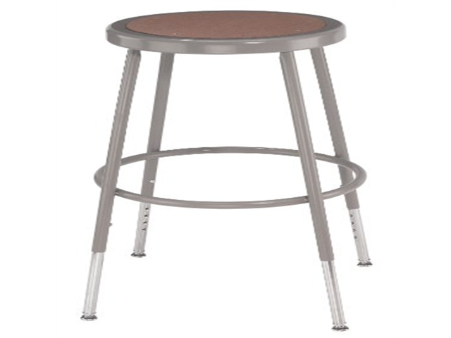 NPS 6230H 6200 Series Height Adjustable Heavy Duty Steel Stool, Backless - Supports 500lb - 31' to 39' Seat Height - Brown Seat, Gray Base