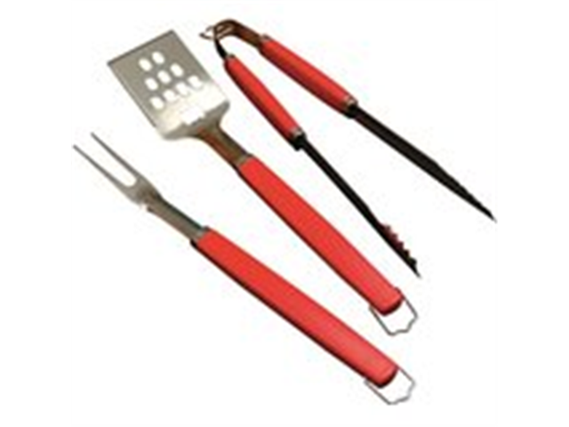 Charcoal Companion Perfect Chef 3-piece Barbecue Tool Set with Red Handle