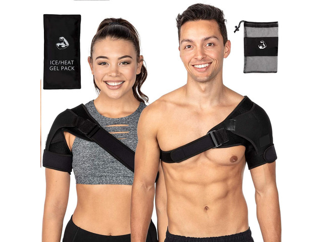 Compression Recovery Shoulder Brace for Men and Women with Ice Pack