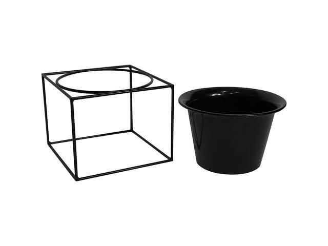 Metal Square Flower Plant Pot with Stand 6' Indoor Modern Planter Pot - Black