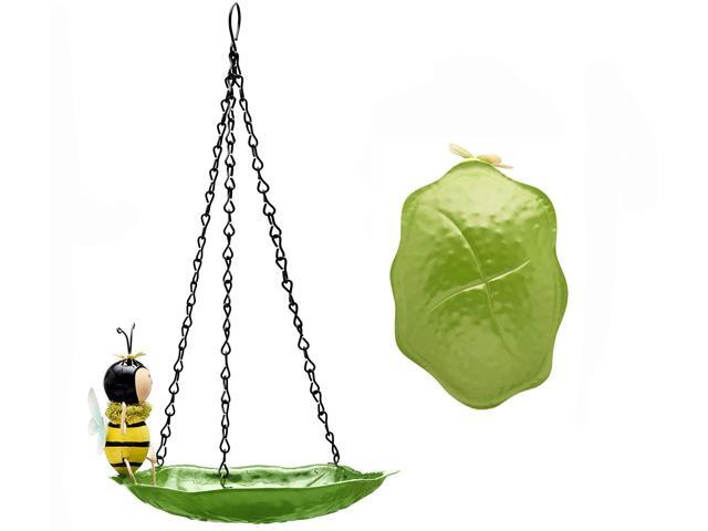 Hanging Bird Feeder Bird Bath Hanging Metal Tray with a Cute Bee, Rust Resistant