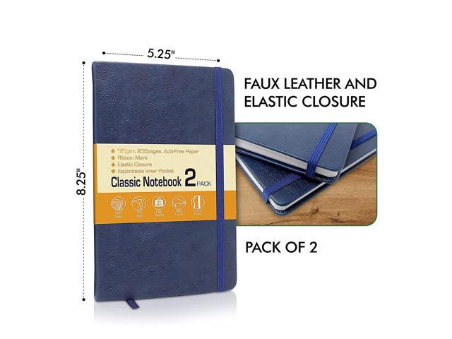 Professional Notebook Journal 2 Pack Faux Leather Hardcover 200 Page 120GSM-Blue