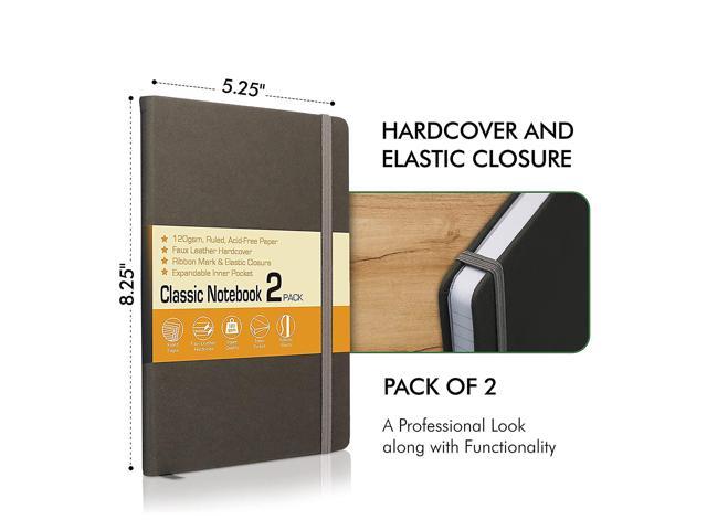 Professional Notebook Journal 2 Pack Faux Leather Hardcover 200 Page 120GSM-Gray